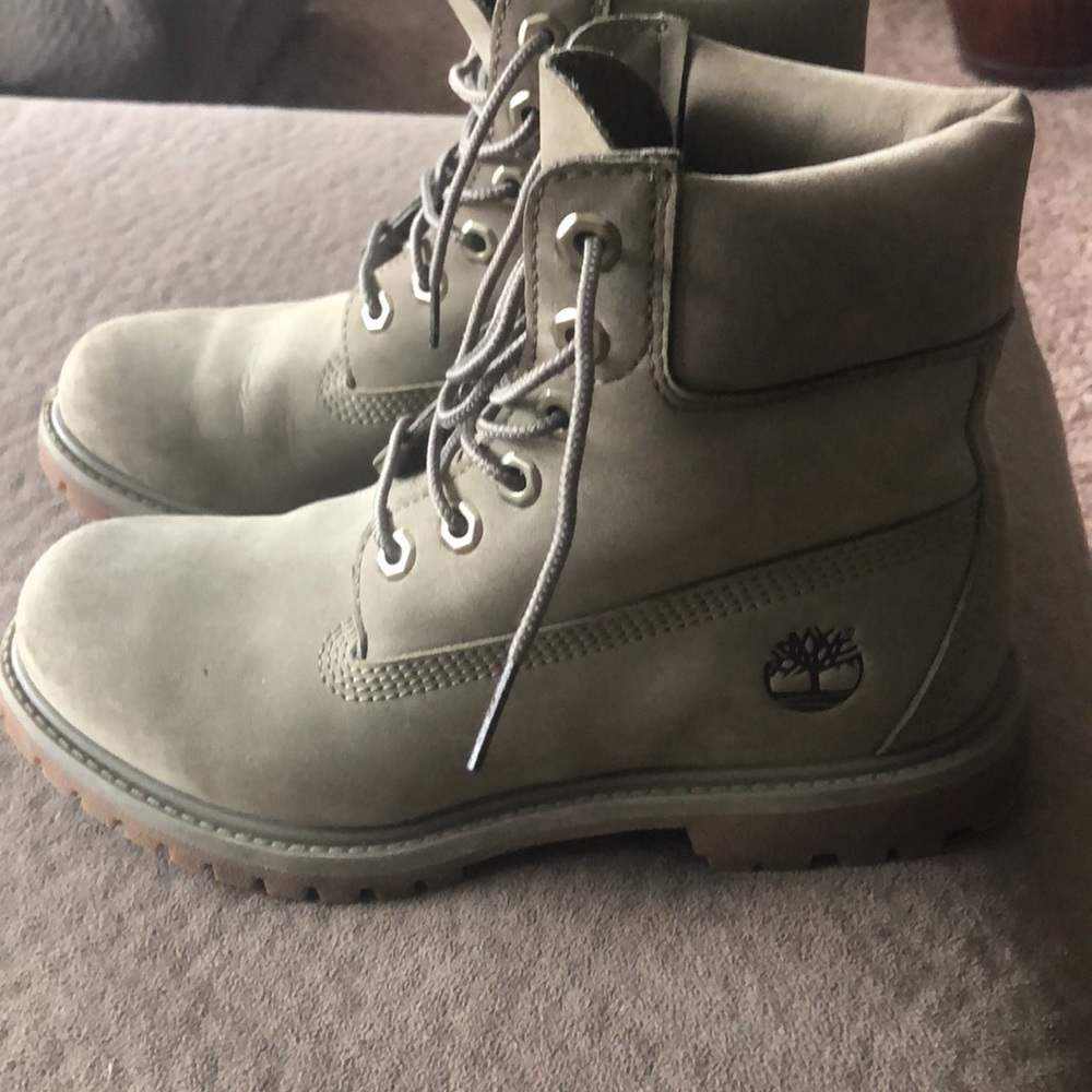SOLD dusty olive Timberlands - Picture 2 of 7